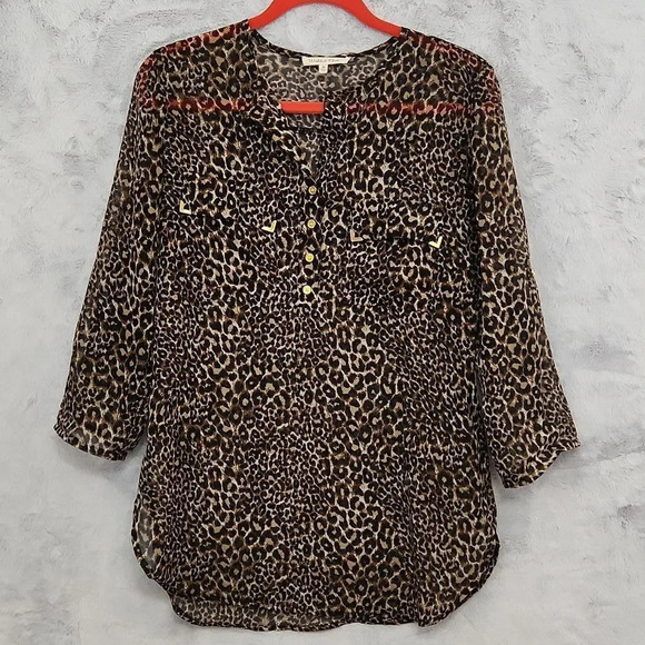 Wishful Park Tops - Wishful Park animal print sheer blouse size M
